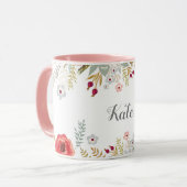 Luscious Floral Personalized Name Two Tone Coffee Mok (Voorkant links)