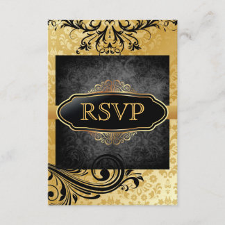 Luscious  Gold Scroll Rsvp Uitnodigingen