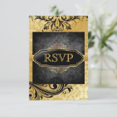 Luscious  Gold Scroll Rsvp Uitnodigingen (Staand voorkant)