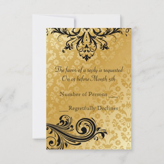 Luscious Gold Scroll Rsvp Uitnodigingen (Achterkant)