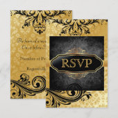 Luscious  Gold Scroll Rsvp Uitnodigingen (Voorkant / Achterkant)