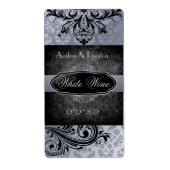 Luscious Grijs Scroll Bruiloft Wijn Label (Voorkant)