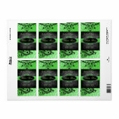 Luscious  Groen Scroll Bruiloft Wijn Label (Full Sheet)