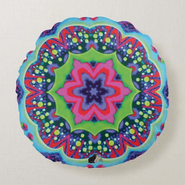 Luscious Kaleidoscope Rond Kussen (Voorkant)