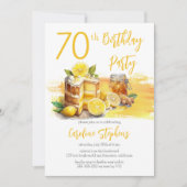 Luscious Lemon Cake Ginger Tea 70e Verjaardagsfees Kaart (Voorkant)