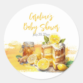 Luscious Lemon Cake Ginger Tea Baby shower Ronde Sticker