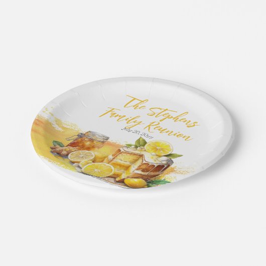 Luscious Lemon Cake Ginger Tea Familiereünie Papieren Bordje (Gekanteld)