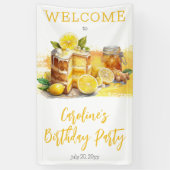 Luscious Lemon Cake Ginger Tea Verjaardagsfeest Spandoek (Verticaal)