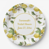 Luscious Lemons and Greenery Monogrammed Papieren Bordje (Voorkant)