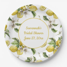Luscious Lemons and Greenery Monogrammed Papieren Bordje