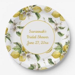 Luscious Lemons and Greenery Monogrammed Papieren Bordje