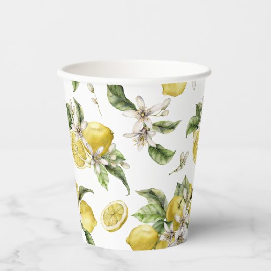 Luscious Lemons Pattern Vrijgezellenfeest Papieren Bekers (Voorkant)