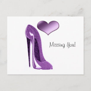 Luscious Lila Stiletto High Hiel Shoe and Heart Briefkaart