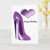 Luscious Lila Stiletto High Hiel Shoe and Heart Kaart (Gele Bloem)