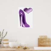 Luscious Lila Stiletto High Hiel Shoe and Heart Poster (Keuken)