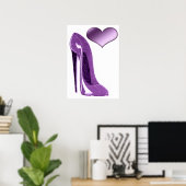 Luscious Lila Stiletto High Hiel Shoe and Heart Poster (Thuiskantoor)