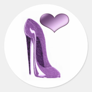 Luscious Lila Stiletto High Hiel Shoe and Heart Ronde Sticker