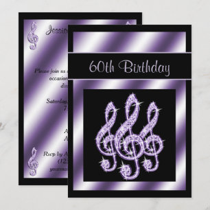 Luscious Lila Treble Clefs 60th Birthday Kaart