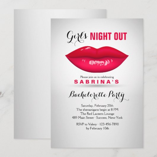Luscious Lips Bachelorette Party Uitnodiging (Voorkant / Achterkant)