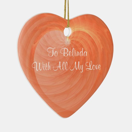 Luscious OrangeHeart-keramische keepomwille Aangep Keramisch Ornament (Rechts)