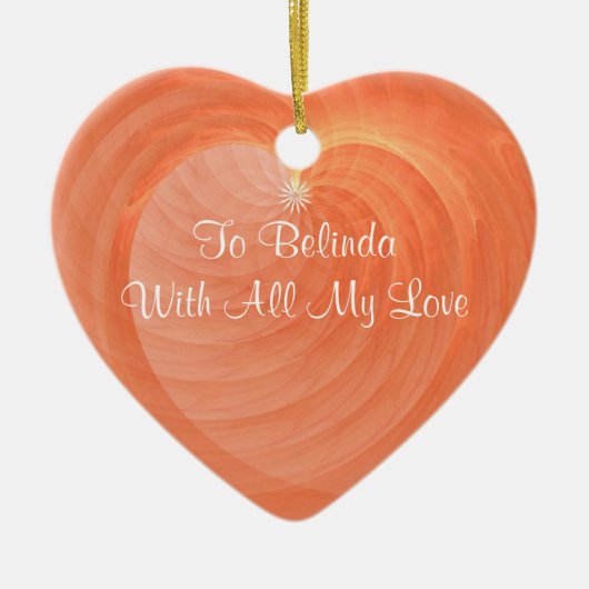 Luscious OrangeHeart-keramische keepomwille Aangep Keramisch Ornament (Voorkant)