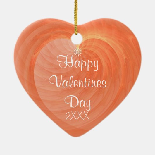 Luscious OrangeHeart-keramische keepomwille Aangep Keramisch Ornament (Achterkant)