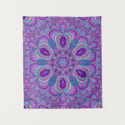 Luscious Paars Fractal Mandala Tapestry Wandkleed (Voorkant)