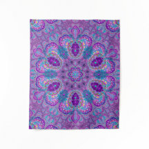 Luscious Paars Fractal Mandala Tapestry