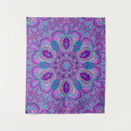 Luscious Paars Fractal Mandala Tapestry Wandkleed