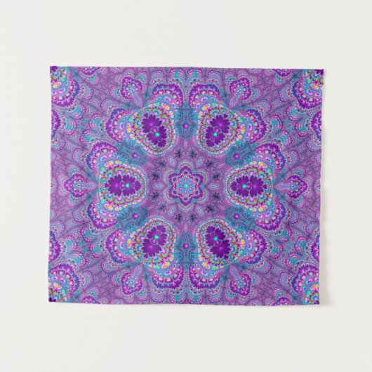 Luscious Paars Fractal Mandala Tapestry Wandkleed (Voorkant (horizontaal))