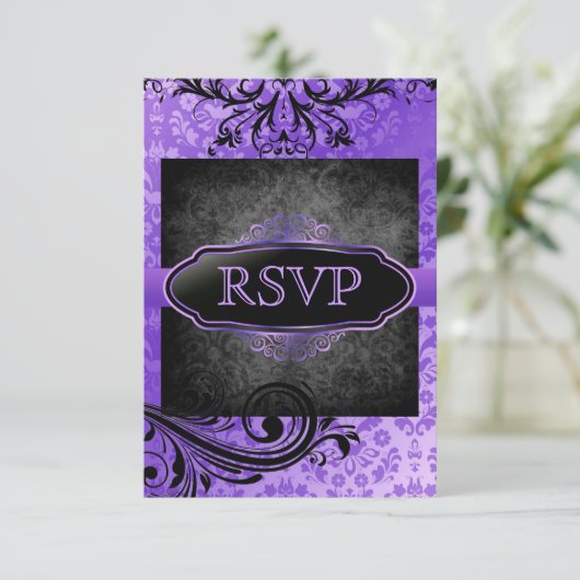 Luscious  Paars Roll Rsvp Uitnodigingen (Staand voorkant)