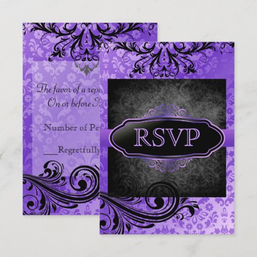 Luscious Paars Roll Rsvp Uitnodigingen (Voorkant / Achterkant)