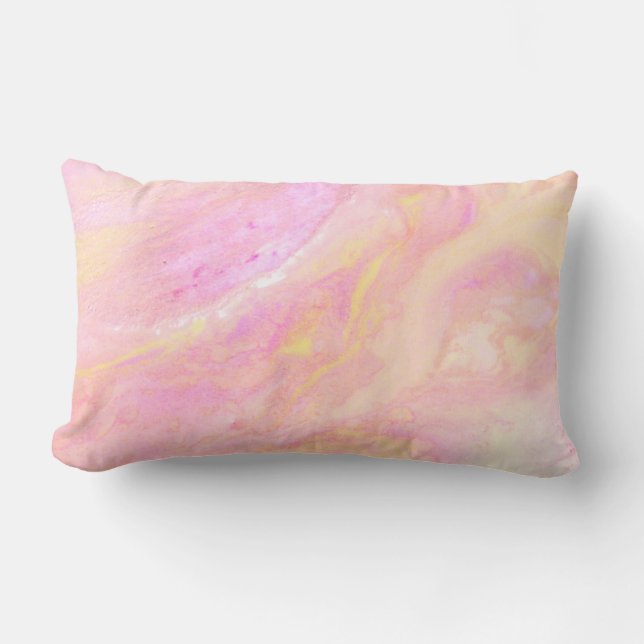 *~* Luscious Pink Abstract Marble Iridescent Kussen (Voorkant)