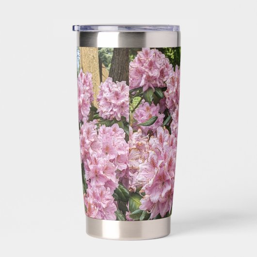 Luscious Pink Rhododendron Bloeit Bloemen Bloemen Geïsoleerde Drinkbeker (Rechts)