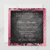 Luscious  Pink Scroll Birthday Invitations Kaart (Achterkant)