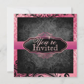 Luscious Pink Scroll Birthday Invitations Kaart (Voorkant)