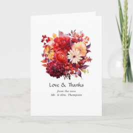 Luscious Red Floral Wedding Bedankkaart
