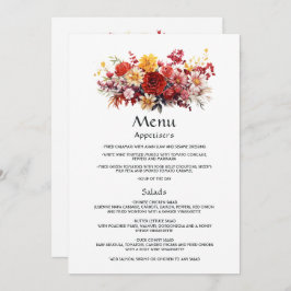 Luscious Red Floral Wedding Menu