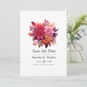 Luscious Red Floral Wedding Save The Date (Staand voorkant)