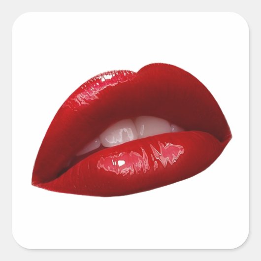 Luscious Red Lipstick voor vrouwen Vierkante Sticker (Voorkant)