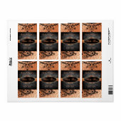 Luscious  Sinaasappel Scroll Bruiloft Wijn Label (Full Sheet)