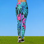 Luscious Tropical Floral Pattern Black Blauwgroen  Leggings<br><div class="desc">Luscious Tropical Floral Pattern Black Blauwgroen Roze Leggings</div>