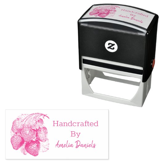 Luscious Zomer Aardbei Handgemaakte Rubber Stamp Zelfinktende Stempel (In situ)