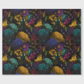 Lush barokke antiek bloemen op zwart cadeaupapier (Vlak)