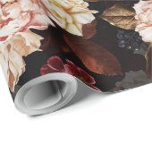 Lush barokke antiek pony bloemen op zwart cadeaupapier (Rol Hoek)