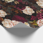 Lush barokke antiek pony bloemen op zwart cadeaupapier (Hoek)