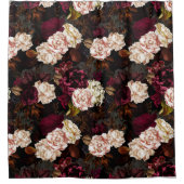 Lush barokke antiek pony bloemen op zwart douchegordijn (Voorkant)