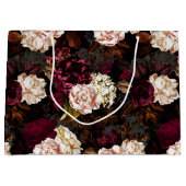 Lush barokke antiek pony bloemen op zwart groot cadeauzakje (Voorkant)