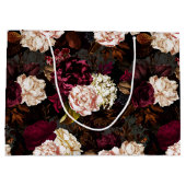 Lush barokke antiek pony bloemen op zwart groot cadeauzakje (Achterkant)