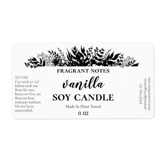 Lush Black and White Arrangement kandle Labels (Voorkant)